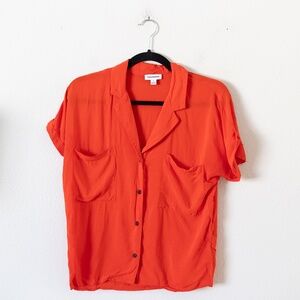 Frank And Oak Collared Button Down Red Blouse